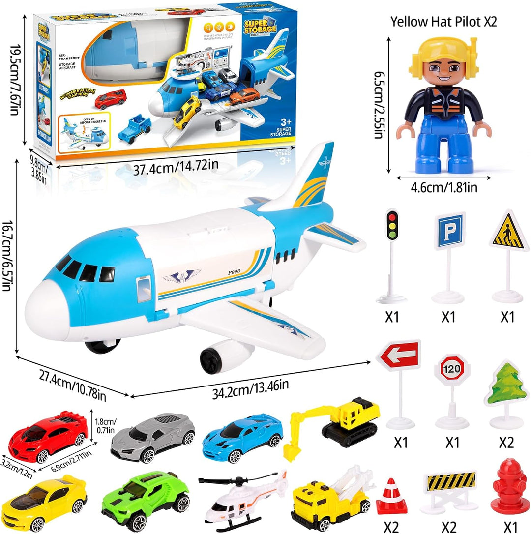 23 in 1 Transport Flugzeug Spielzeug,Flugzeug Spielset,Flugzeug Spielzeug Kinder,Auto Spielzeug Kind