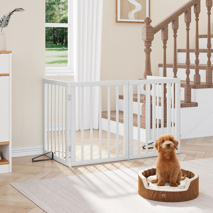 Semiocthome Freistehende Baby- & Haustiergitter aus Bambus, Hunde- und Katzengitter für Türen, Trepp