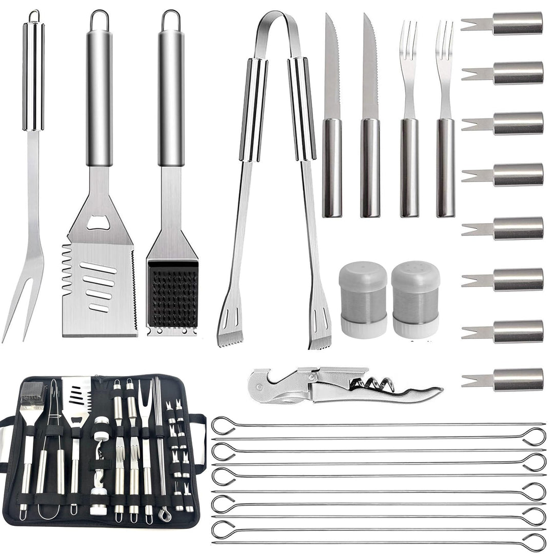Grillbesteck 29Tlg,Grill aus 420 Edelstahl Grillzubehör Grillset,BBQ Männer, 29