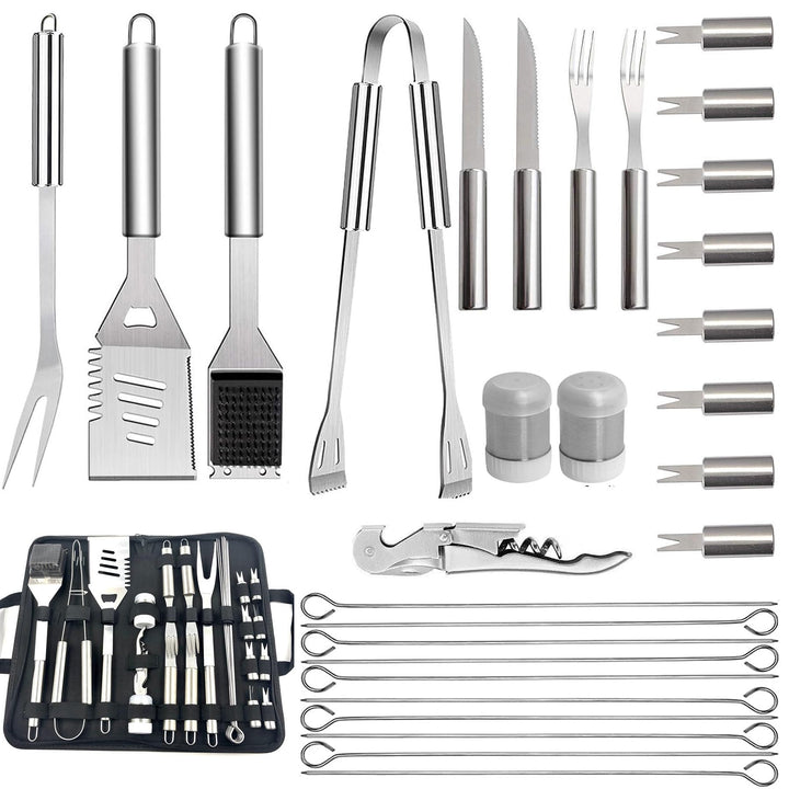 Grillbesteck 29Tlg,Grill aus 420 Edelstahl Grillzubehör Grillset,BBQ Männer, 29