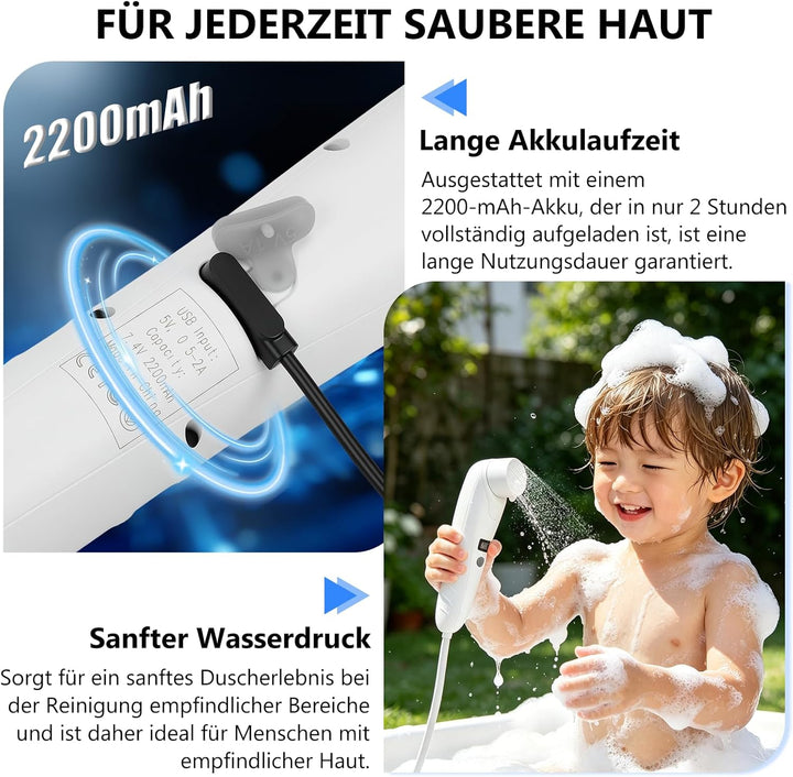 Tragbares Bidet Elektrisch Camping Dusche Mit 2l Wassertank, Wiederaufladbares Reise Bidet Handbraus