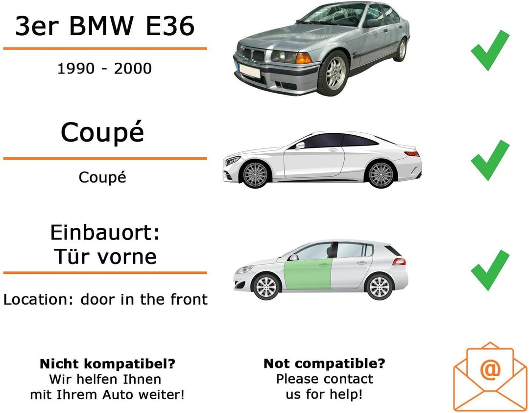 Lautsprecher Boxen Einbaupaket für Hifonics VX52E kompatibel mit BMW 3er E36, Coupe vorne | 2X Tief-