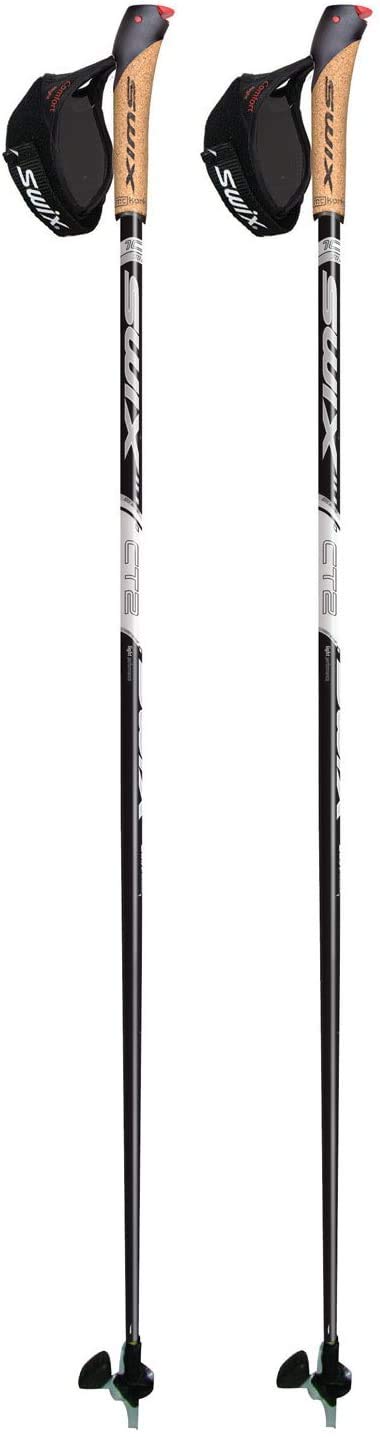 Swix CT2 Nordic Walking Stock Black 1 Paar mit Twist & Go Spitzen 130, mit Twist & Go Spitzen 130