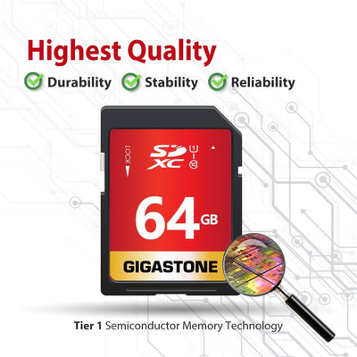 Gigastone 64GB SDXC Speicherkarte 5er-Pack, UHS-I U1 Klasse 10, bis zu 80 MB/Sek. für Digitalkameras