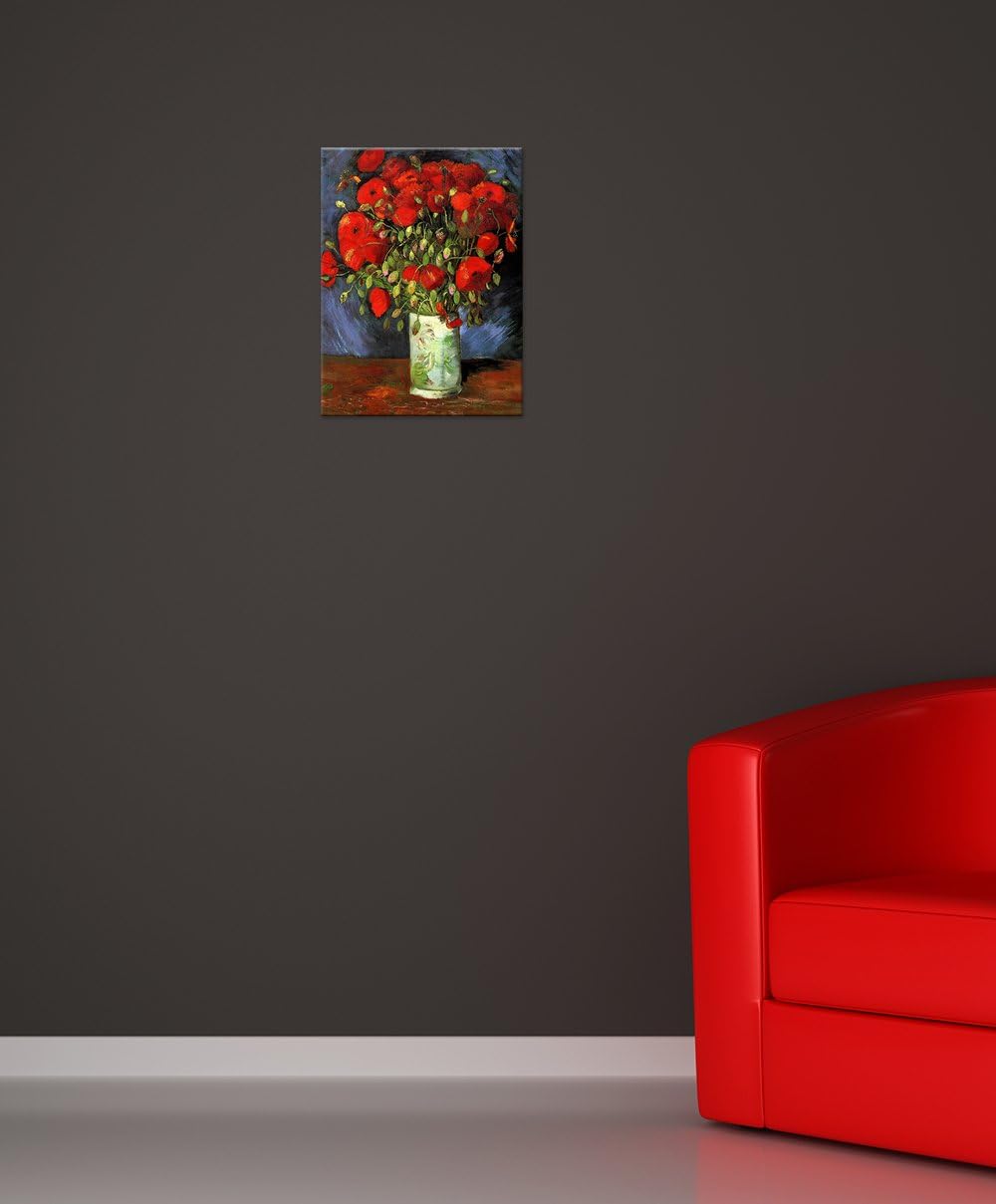 Bilderdepot24 Bild auf Leinwand | Vincent van Gogh Vase mit roten Mohnblumen in 50x60 cm als Wandbil