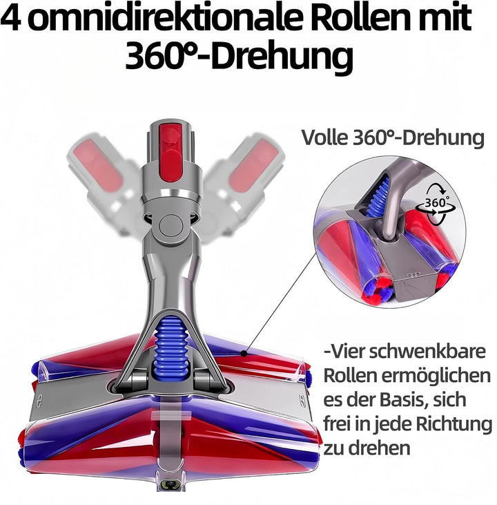 Softwalze Bürstenkopf Ersatz für Dyson V8 V10 V11 V15, Hartbodendüse mit Dualen Grünen LED-Leuchten,
