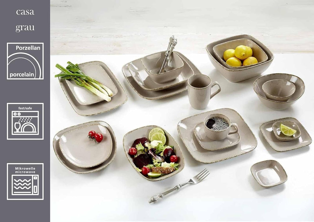 Ritzenhoff &amp; Breker Suppenteller-Set Casa 4-teilig, 22 x 22 cm, Tiefe Teller im Vintage-Look, Mix &amp;