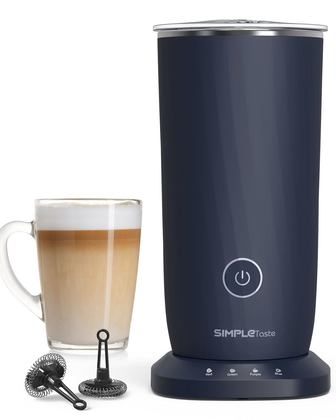 SIMPLETASTE Milchaufschäumer Elektrisch 4-in-1, Heisser & kalter Milchschaum, Milch erwärmen & Kakao