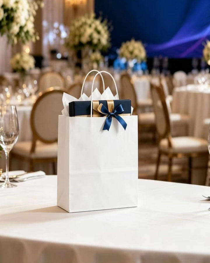Gcardist 200 Stück Weiss Geschenk Taschen mit Griffen Bulk8.3"x 6"x 3.15" Zoll kleine Grösse Kraftpa
