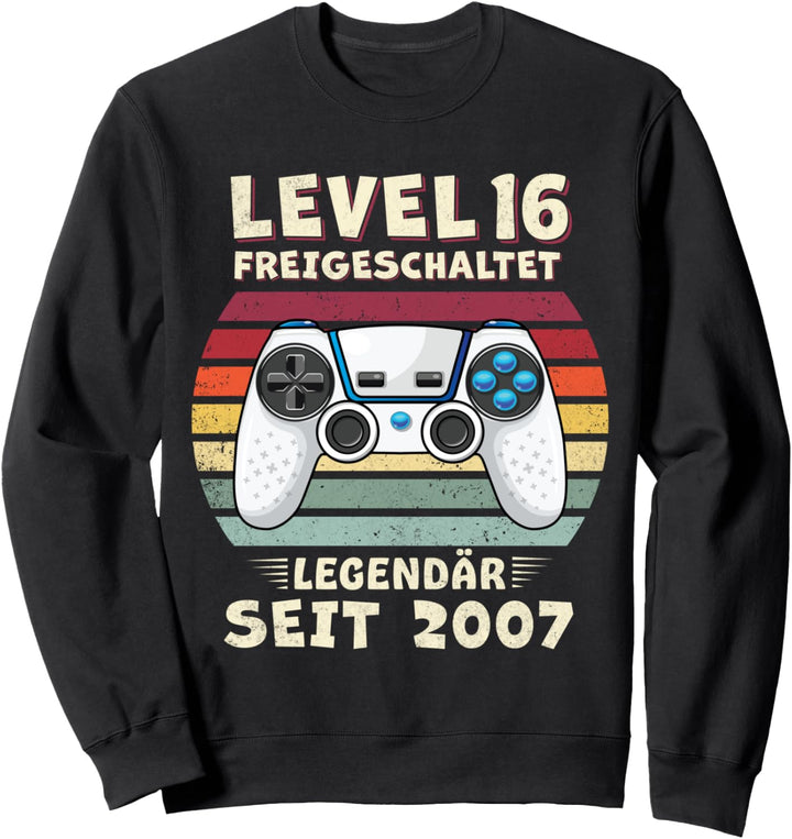 Level 16 Geburtstag Junge Jungen Lustig 2007 16er Geburtstag Sweatshirt