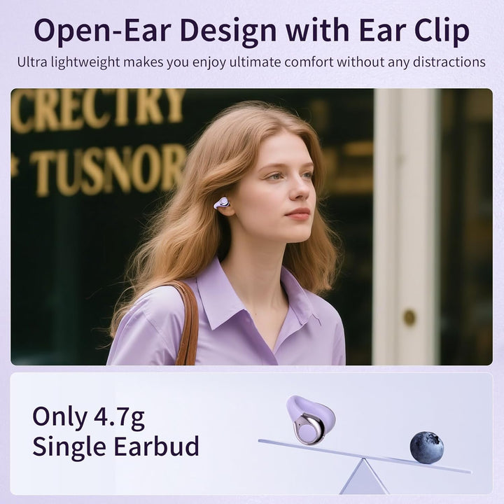 Open-Ear-Kopfhörer I5, Kabellose Bluetooth 6.0 Clip-On-Ohrhörer mit ENC, IPX5 wasserdicht, 36 Std. L