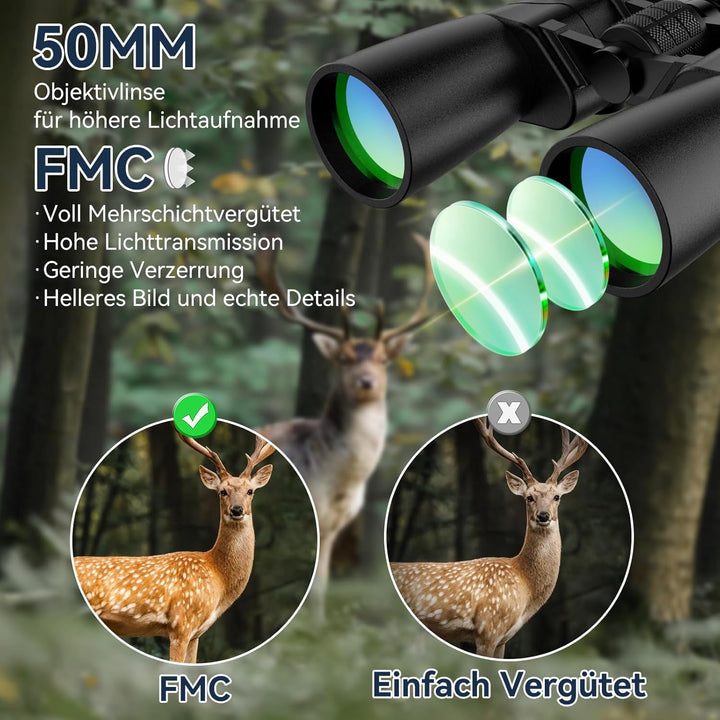 MLight 10-30x50 Zoom-Fernglas für Erwachsene, hochauflösendes Fernglas mit BAK4-Prisma, FMC-Vergütun