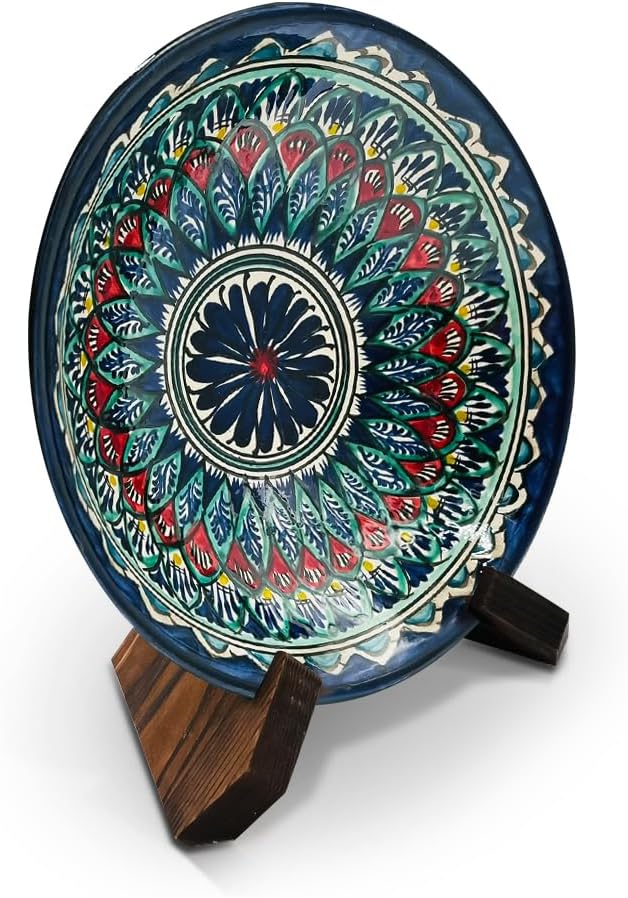 Orientalischer Lagan Suppenteller 23 cm - tiefer Teller KaraKalam Ляган - Handgefertigte Rischtan Ke