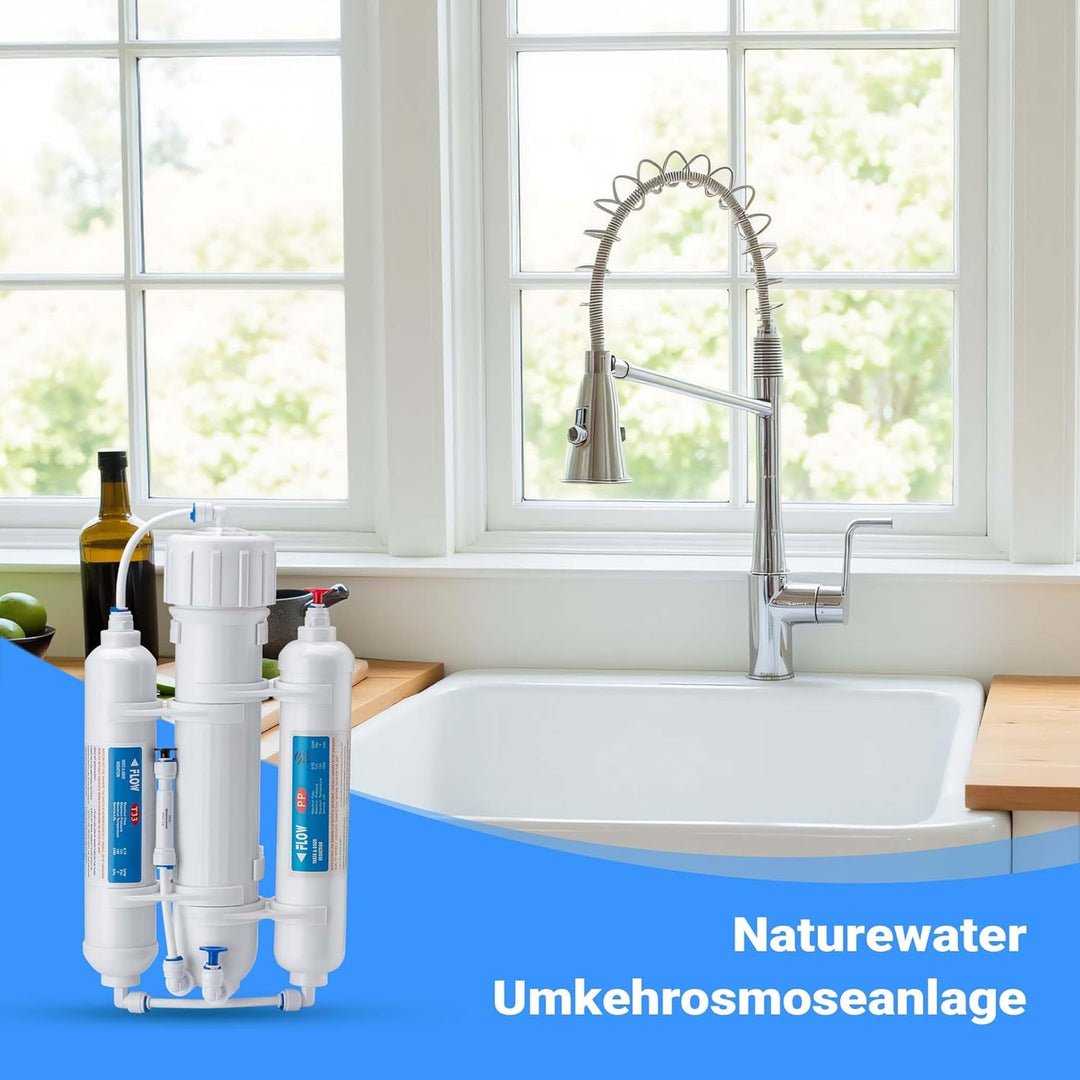 Naturewater 3 stufige Umkehrosmose RO – 190 l/Tag 50 GPD – Osmose Entmineralisierung – Umkehrosmosea