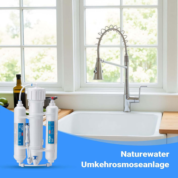 Naturewater 3 stufige Umkehrosmose RO – 190 l/Tag 50 GPD – Osmose Entmineralisierung – Umkehrosmosea