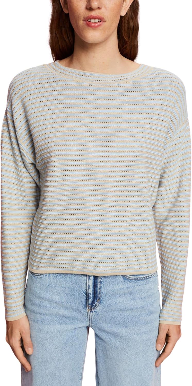 ESPRIT Streifenpullover im Strickmix L New Pastel Blue, L New Pastel Blue