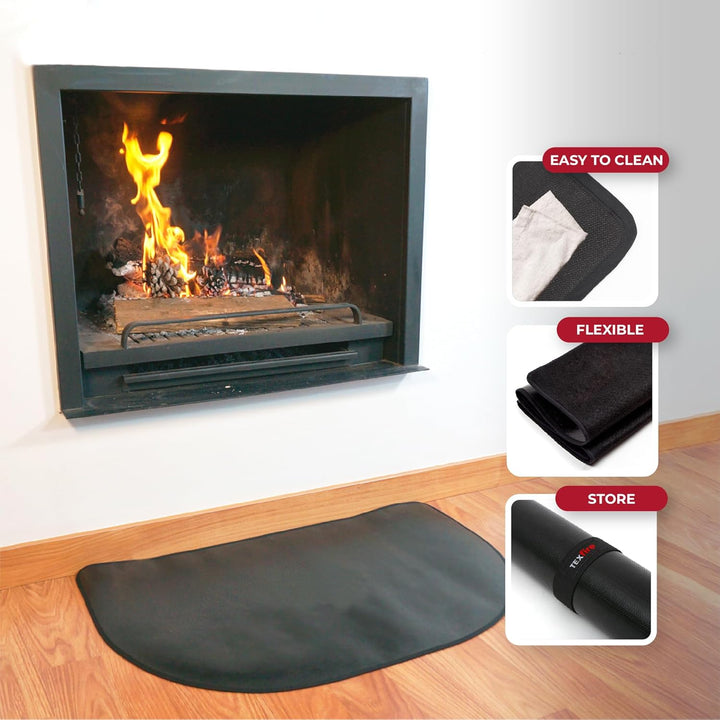 Texfire - Mehrschichtiger, feuerfester Teppichboden, halbrund. Bodenschutz für Ofen und Kamin