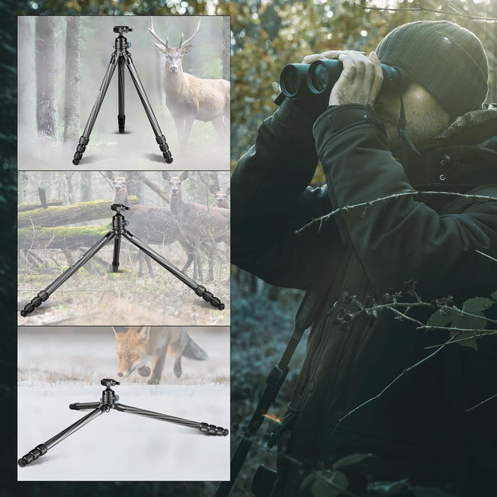 Manbily WZ-324PA Kohlefaserstativ für Aufnahmen, die Jagd, Kamera 158cm, mit Picatinny auf Arca Swis