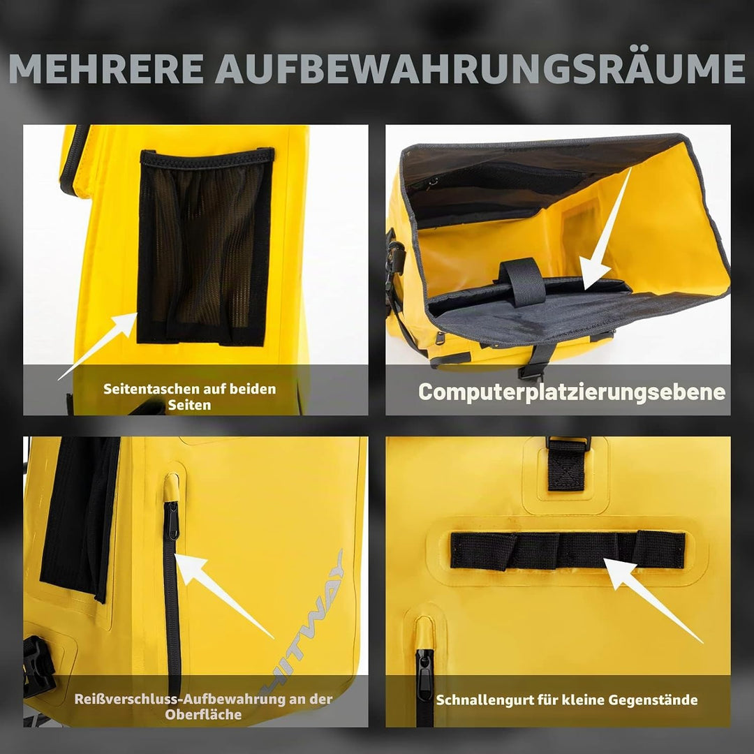 HITWAY 3in1 Fahrradtasche-29L-Geeignet als Umhängetasche - Gepäckträgertasche -Rucksäcke für Radspor