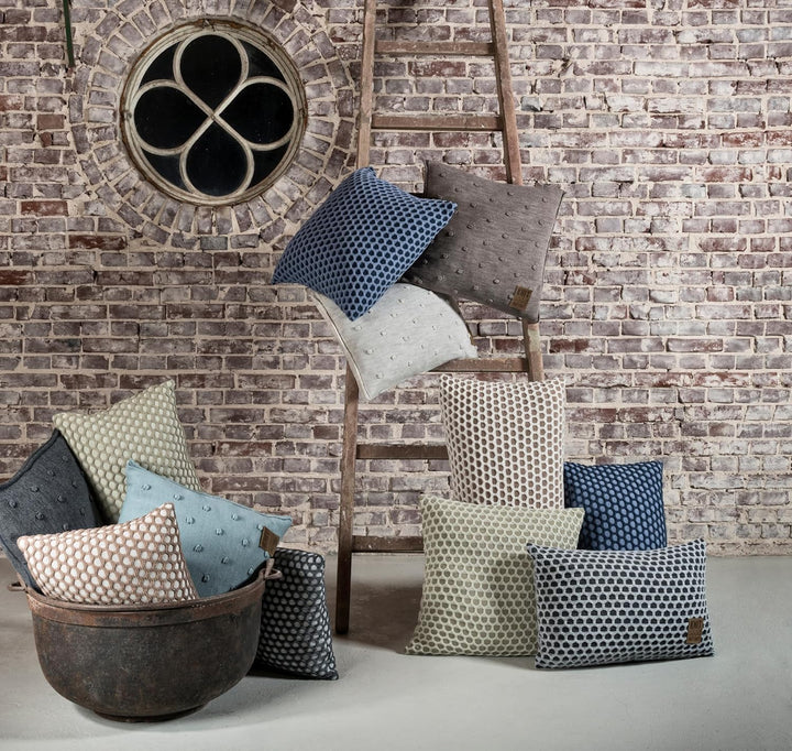 KNIT FACTORY - Mila Kissen - Beige/Schwarz - 50x50 cm 50x50 cm Beige/Schwarz, 50x50 cm Beige/Schwarz
