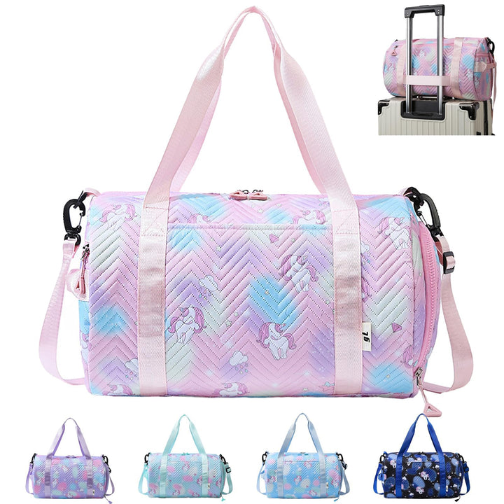 YOUYIKE Sporttasche Mädchen, Einhorn Yogatasche, Reisetasche Kinder, Schwimmtasche, Wasserdicht Turn