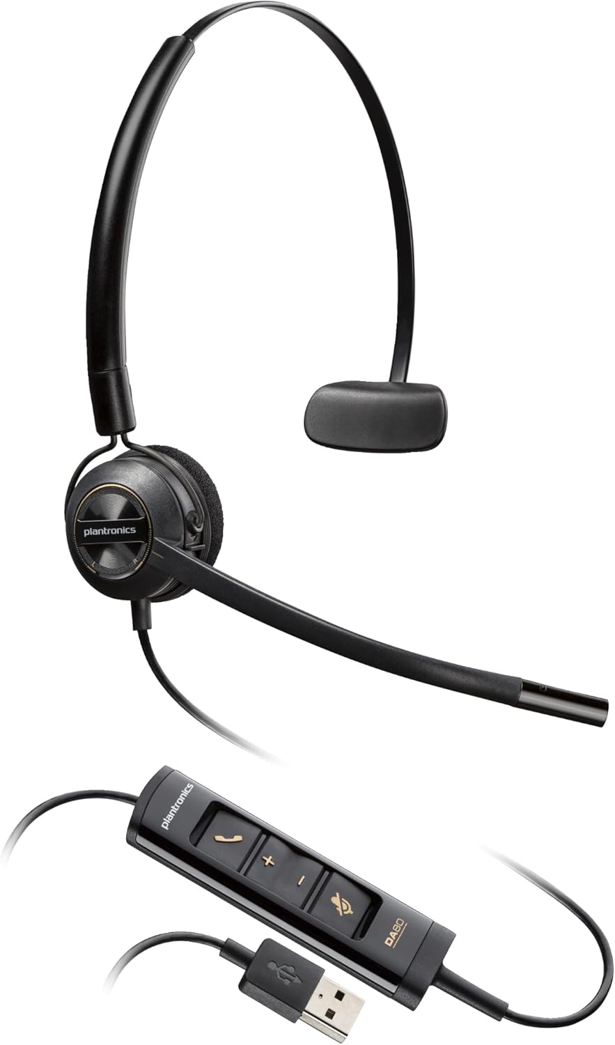 Poly – EncorePro 545-USB-Headset mit USB-A und USB-C (Plantronics) – Akustischer Gehörschutz – Taste