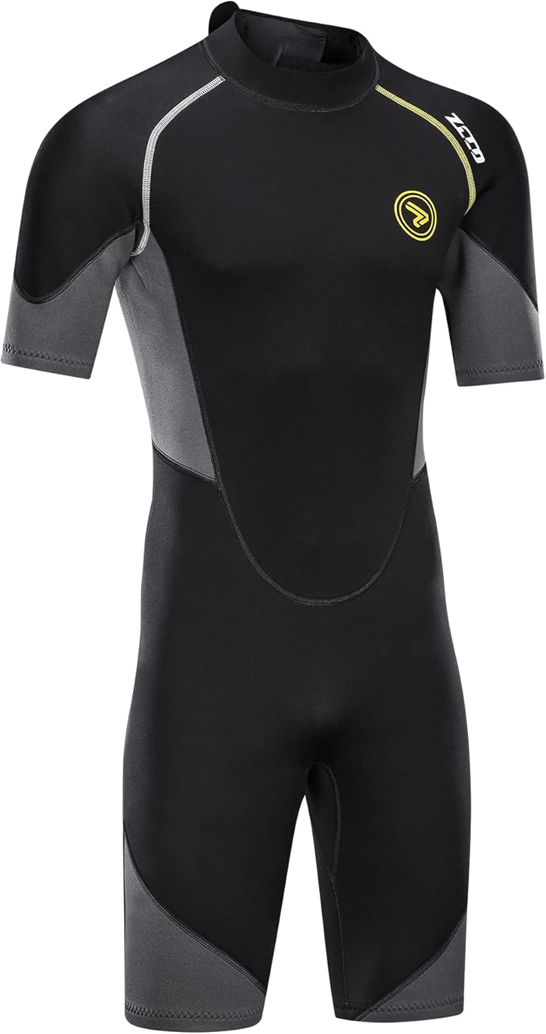 ZCCO Herren Shorty Neoprenanzüge 1,5 mm Premium Neopren-Reissverschluss Kurzarm zum Tauchen, Speerfi