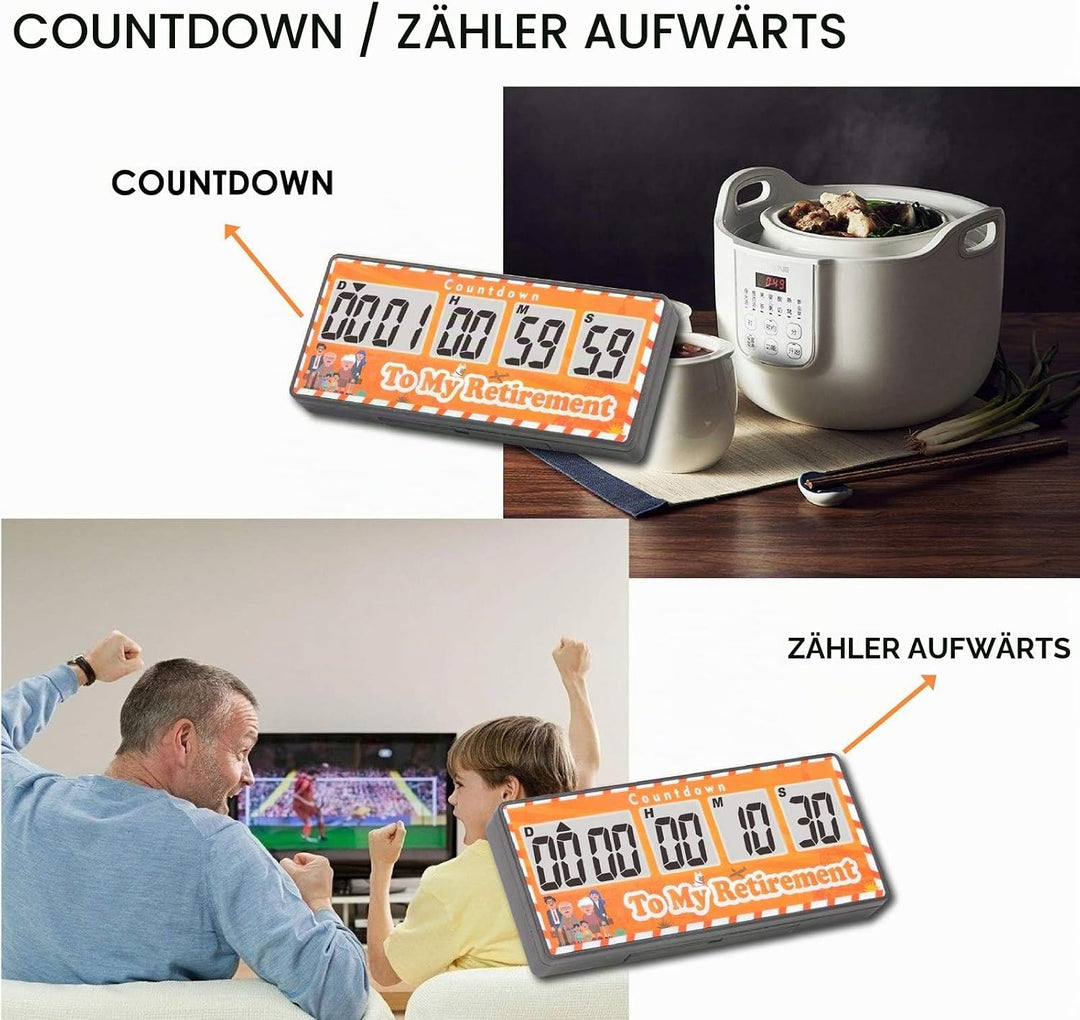 Jayron Retirement Timer 9.999 Tage Digitale Countdown-Uhr Laute Alarme,Magnet Adsorption Stoppuhr Ti