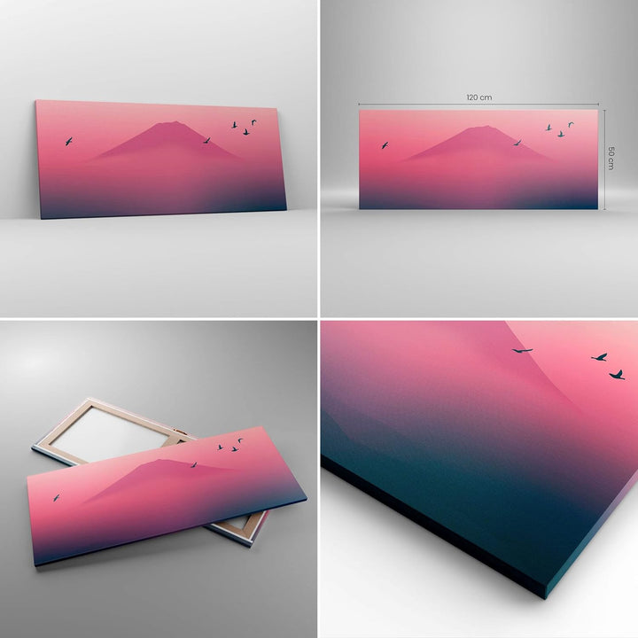 Wandbilder Dekoration Wohnzimmer Vulkan Vogel Natur Panorama Bilder auf Leinwand 120x50cm Leinwandbi