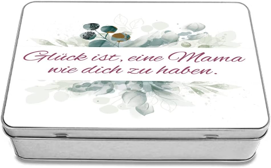 STEMPEL-FABRIK – personalisierbare eckige Dose mit Name oder Wunschtext – Aquarell Motiv mit grünem