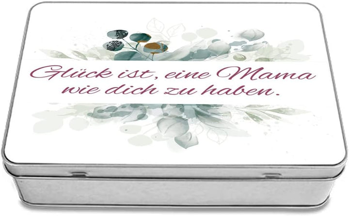 STEMPEL-FABRIK – personalisierbare eckige Dose mit Name oder Wunschtext – Aquarell Motiv mit grünem
