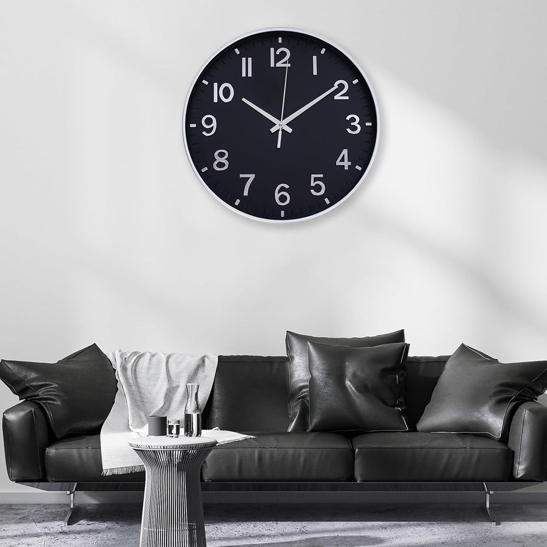 HZDHCLH Funkuhr 30 cm Grosses Ziffernblatt Wanduhr Geräuschlos,Geeignet für Schule, Zuhause, Wanddek