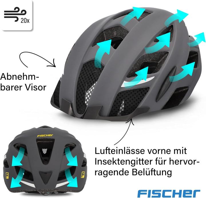 FISCHER Unisex – Erwachsene Urban Lano Fahrradhelm L/XL, 58-61 cm Grau, L/XL, 58-61 cm Grau
