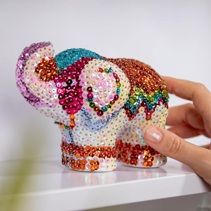 Kitfix - Sequin Art 3D Elefant - 3D Paillettenbild - Bastelset für Jugendliche, Erwachsene und Kinde