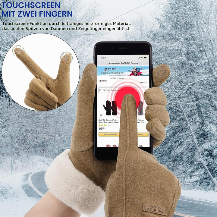 Damen Winter Warm Touchscreen Handschuhe mit Fleece Gefütterte Strick winterhandschuhe für Kaltes We