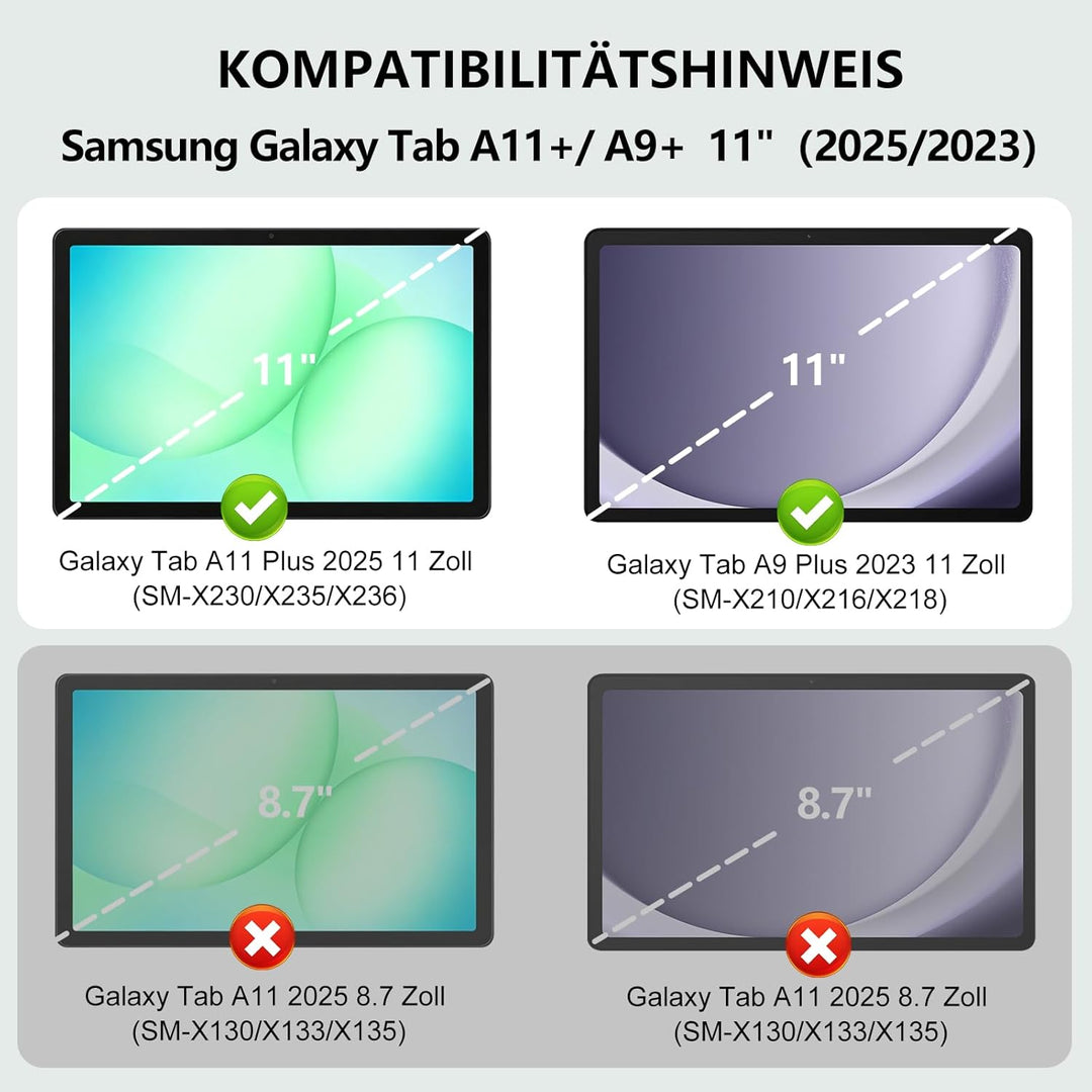 Tastatur Hülle für Samsung Galaxy Tab A11+ Plus 11 Zoll 2025 / Tab A9+ Plus 11 Zoll 2023 Tablet, Mag