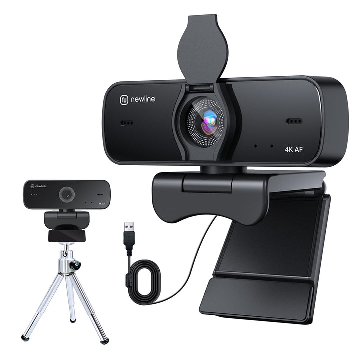 N newline PC Webcam 4k/30fps mit 2 Mikrofonen mit Rauschunterdrückung, Autofokus, Lichtkorrektur, mi
