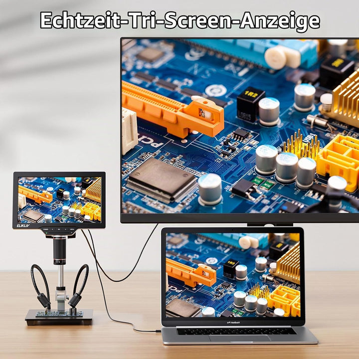 Elikliv 4K Magnetisches 3-Linsen Mikroskop: TL301 Max Münzmikroskop mit 10,1" IPS Display, Digitalmi