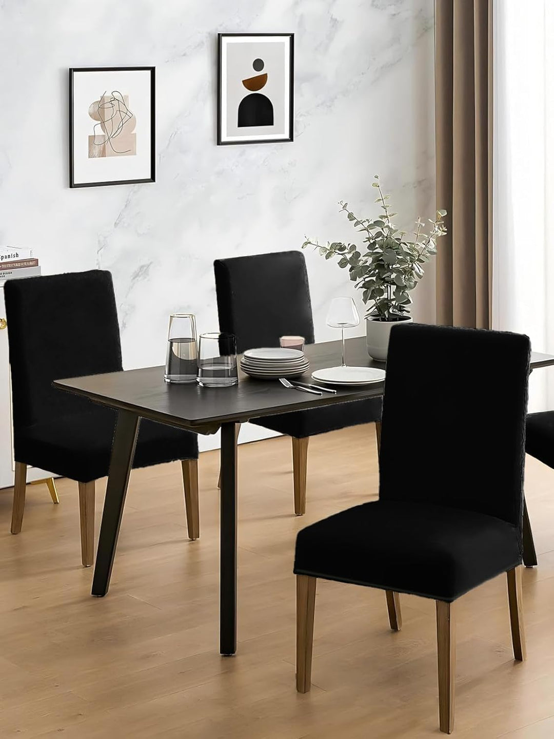LANSHENG Stuhlhussen 2er Set, Universelle Abnehmbare Waschbar Samt Stuhlhussen, Universale Stretch E