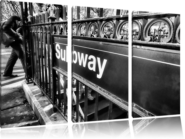 Pixxprint U-Bahn Subway als Leinwandbild/Grösse: 3 Teilig (120x80 cm) cm/Wandbild/Kunstdruck/fertig