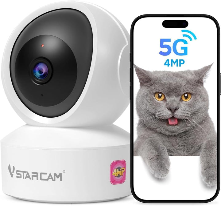 VSTARCAM 5G Überwachungskamera Innen - 2K QHD, 360° Dual-Band WLAN Indoor Hundekamera mit APP, Autom