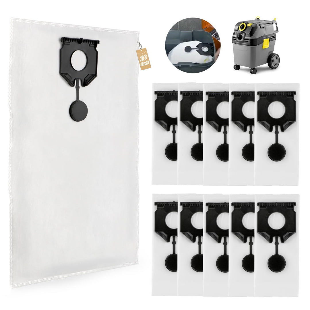 10 Stück für Kärcher NT 30/1 Staubbeutel für Kärcher NT 40/1/NT 50/1 Staubbeutel Ersatz Nass Trocken