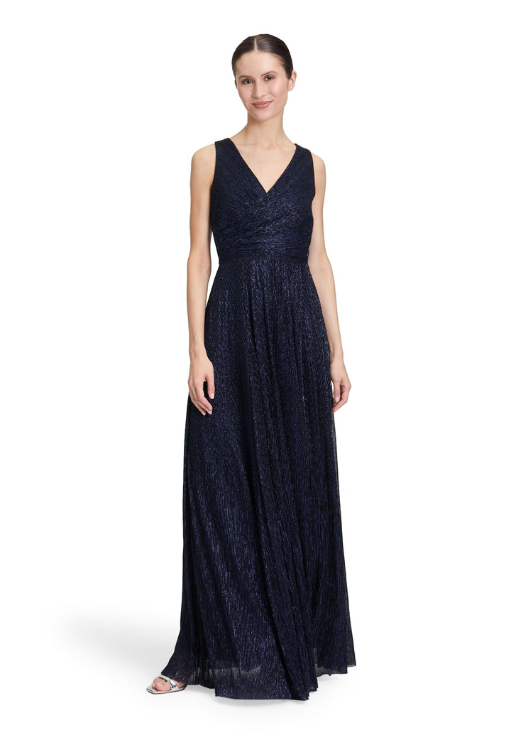 Vera Mont Damen Abendkleid mit Plissee 36 Blue/Black, 36 Blue/Black
