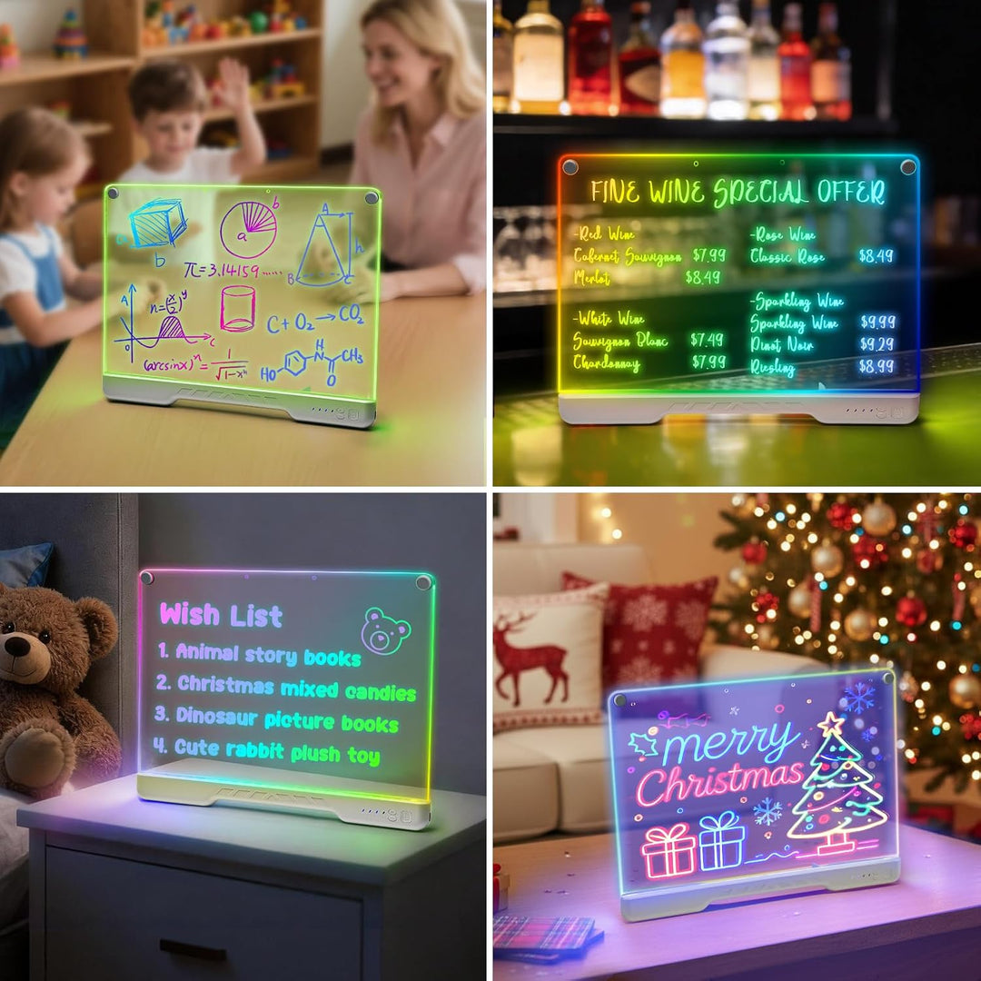 Idealife LED Zeichenbrett Wiederaufladbar für Jungen & Mädchen | 3mm Wiederverwendbare Maltafel mit
