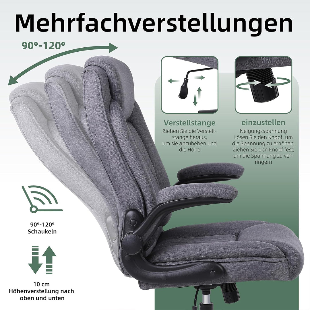 Youhauchair Bürostuhl Ergonomisch, Dunkelgrau | Ergonomisches Design, Hoher Rückenlehne, maximale