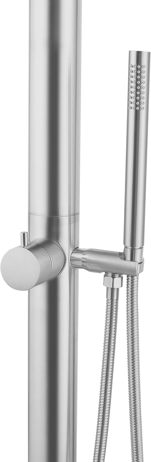 Edelstahl Gartendusche Premium Sensation 220 cm Outdoor Dusche mit Regenduschkopf Ø20 cm & Handbraus