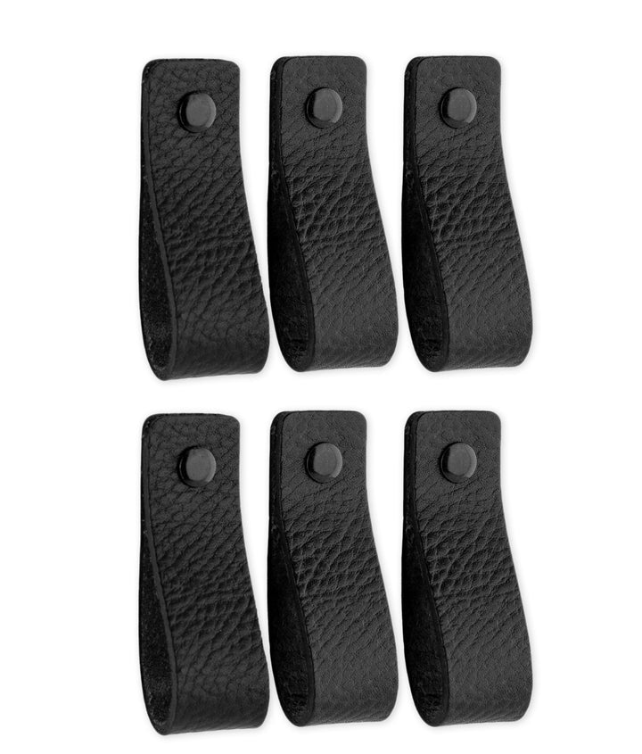 Brute Strength - Ledergriffe für Möbel - Schwarz - 6 Stück - 16,5 x 2,5 cm - Schrankgriff, Türgriff