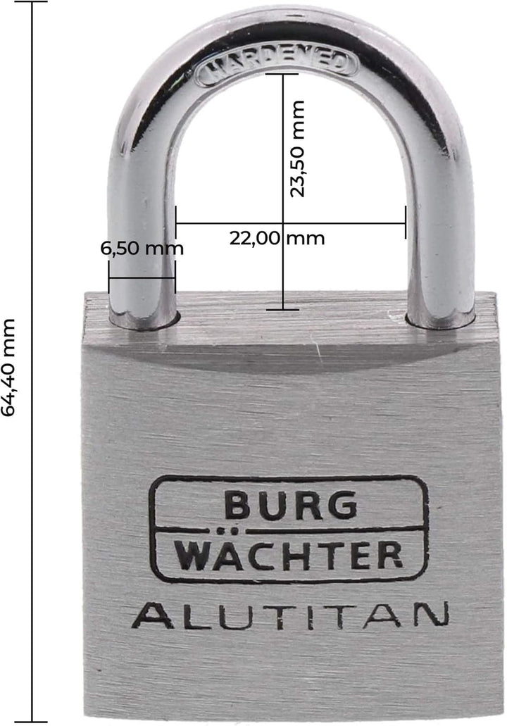 Burg-Wächter Vorhangschloss, Vorhängeschloss mit Schlüssel, Duo Set, 6,5 mm Bügelstärke, massives Al
