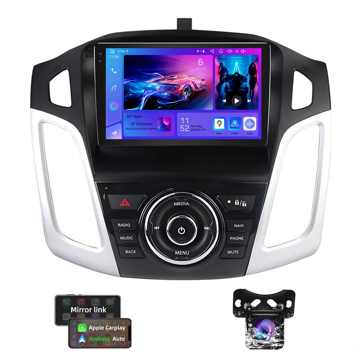 9 Zoll QLED Autoradio für Ford Focus MK3 2010-2018, Android Car Stereo 4GB+64GB mit Wireless CarPlay