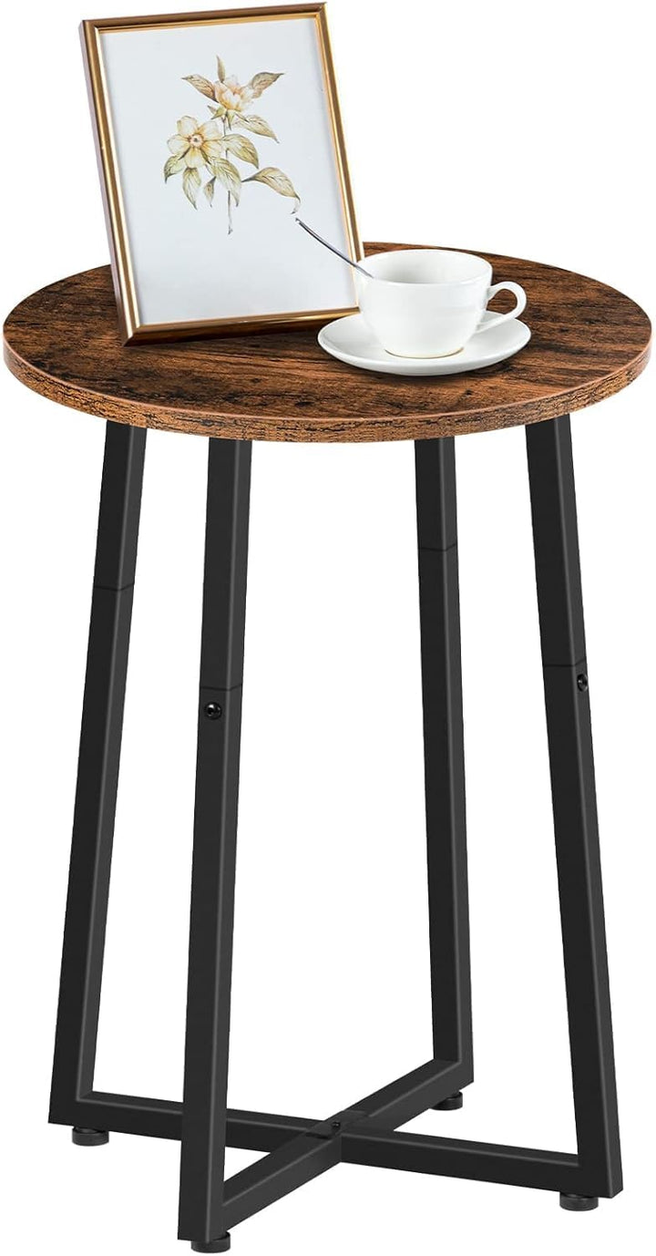HOOBRO Beistelltisch, Couchtisch mit Stabilem X-Förmigem Metallrahmen, 40 cm Nachttisch Kleiner rund